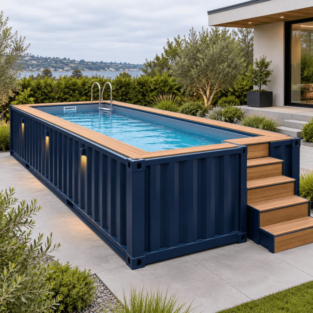 Container pool for sale with modern outdoor installation