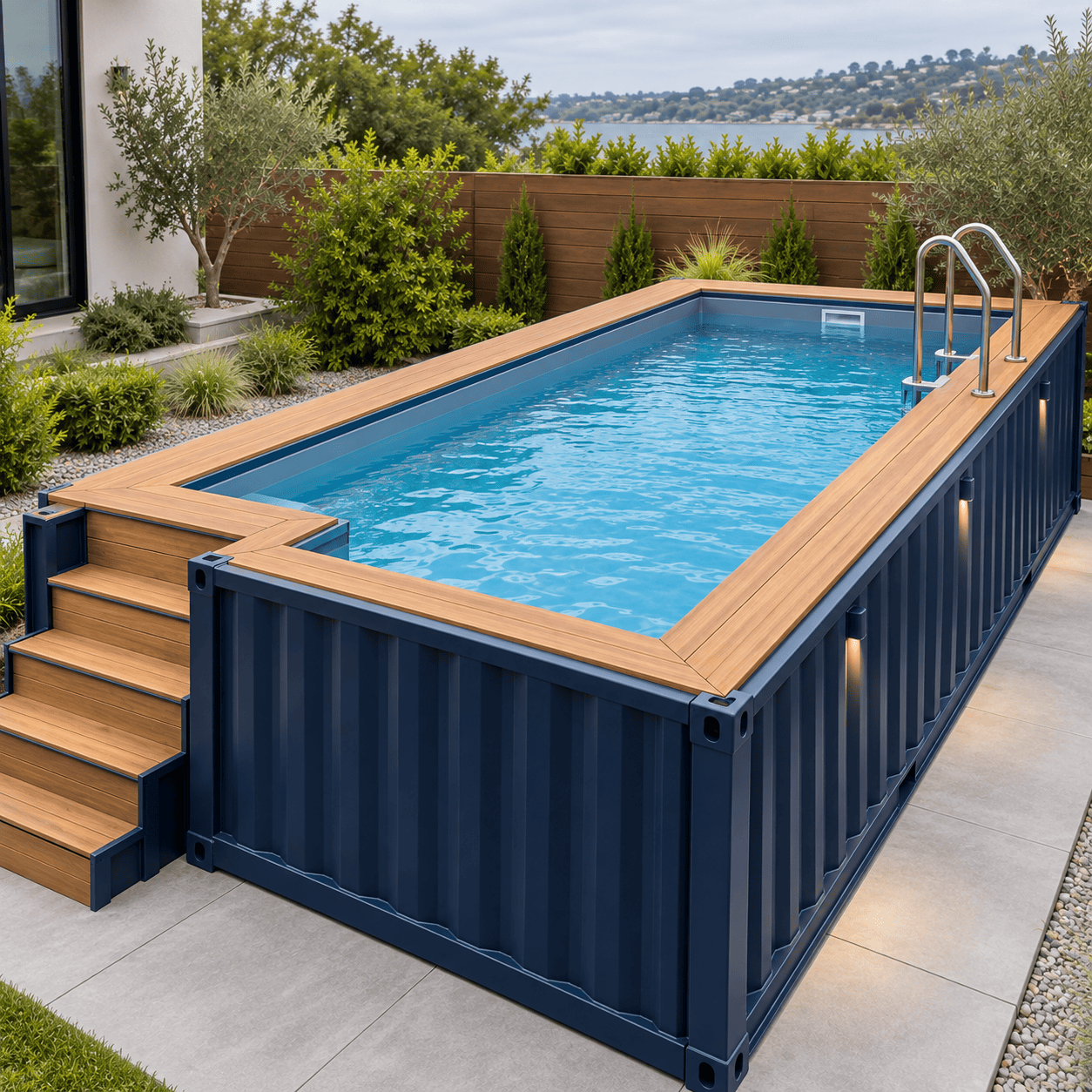 Container pool for sale with modern outdoor installation