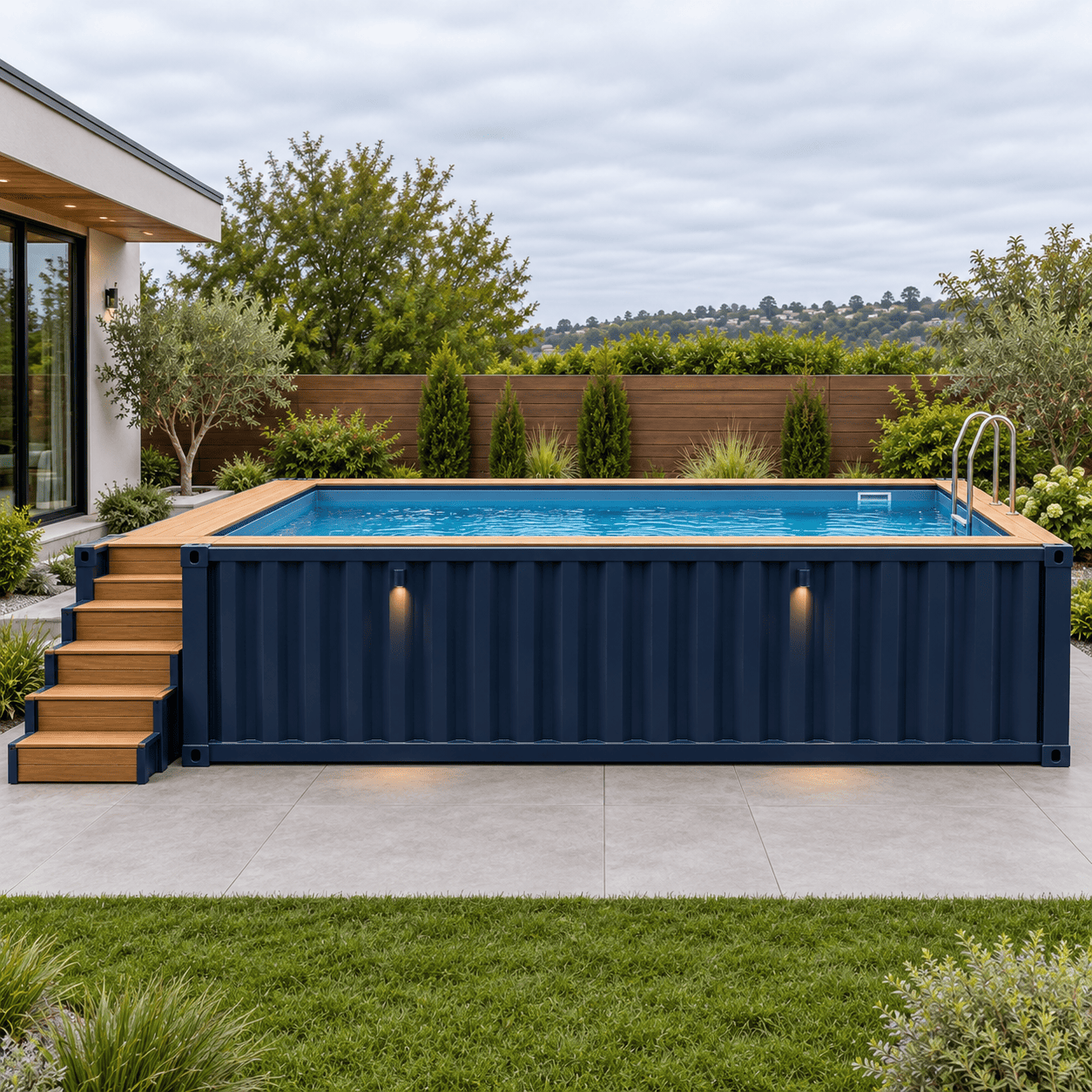 Container pool for sale with modern outdoor installation
