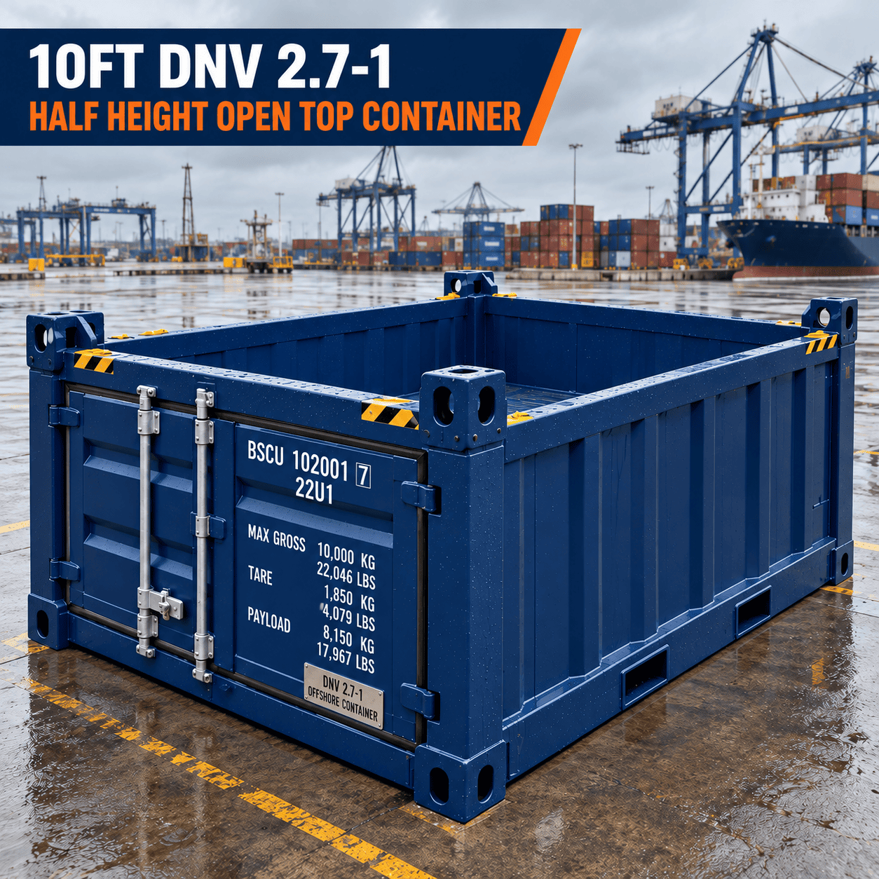 10ft DNV 2.7-1 Half Height Open Top Containers