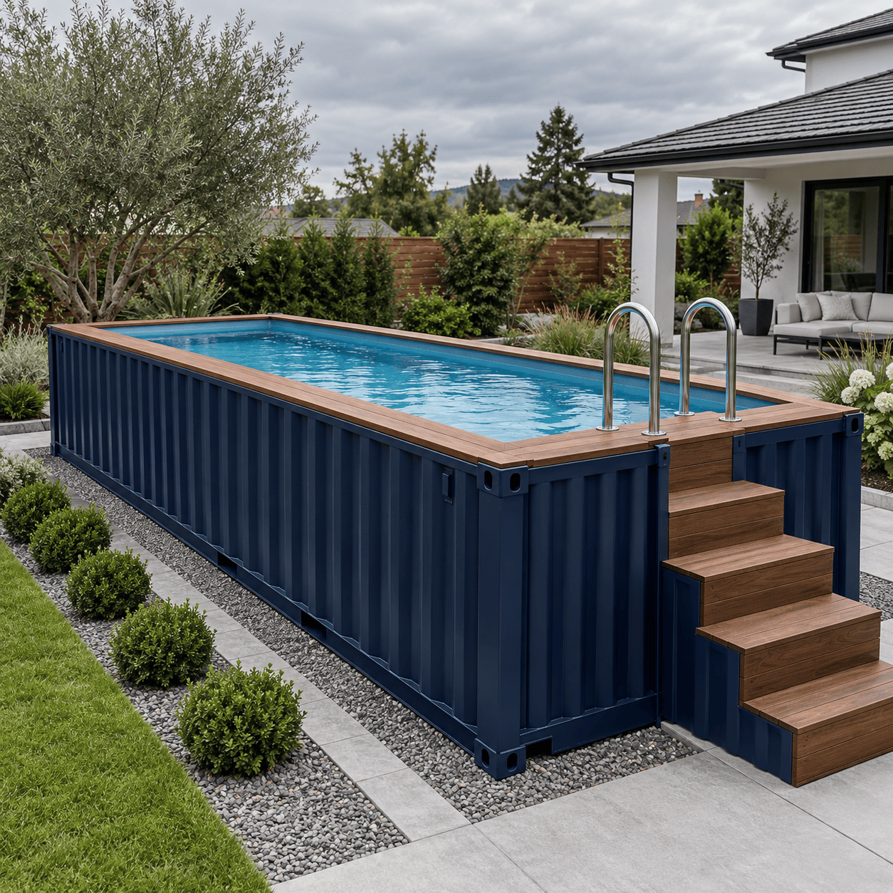 Image Alt Text: 20 ft container pool for residential or commercial use